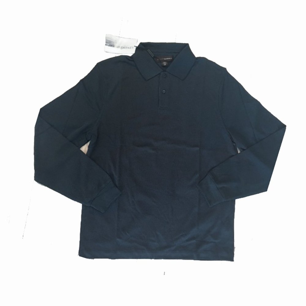 New $165 Vintage Jhane Barnes Silk Polo Shirt!  Sm  Black and Blue Micro Pattern